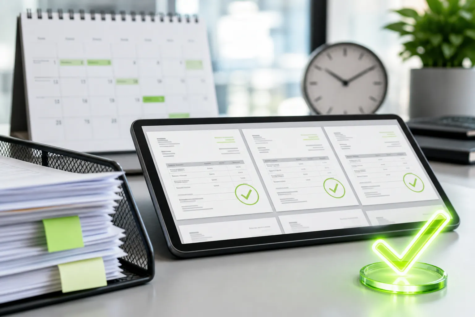 Month-end close with organised digital documents ready for reporting